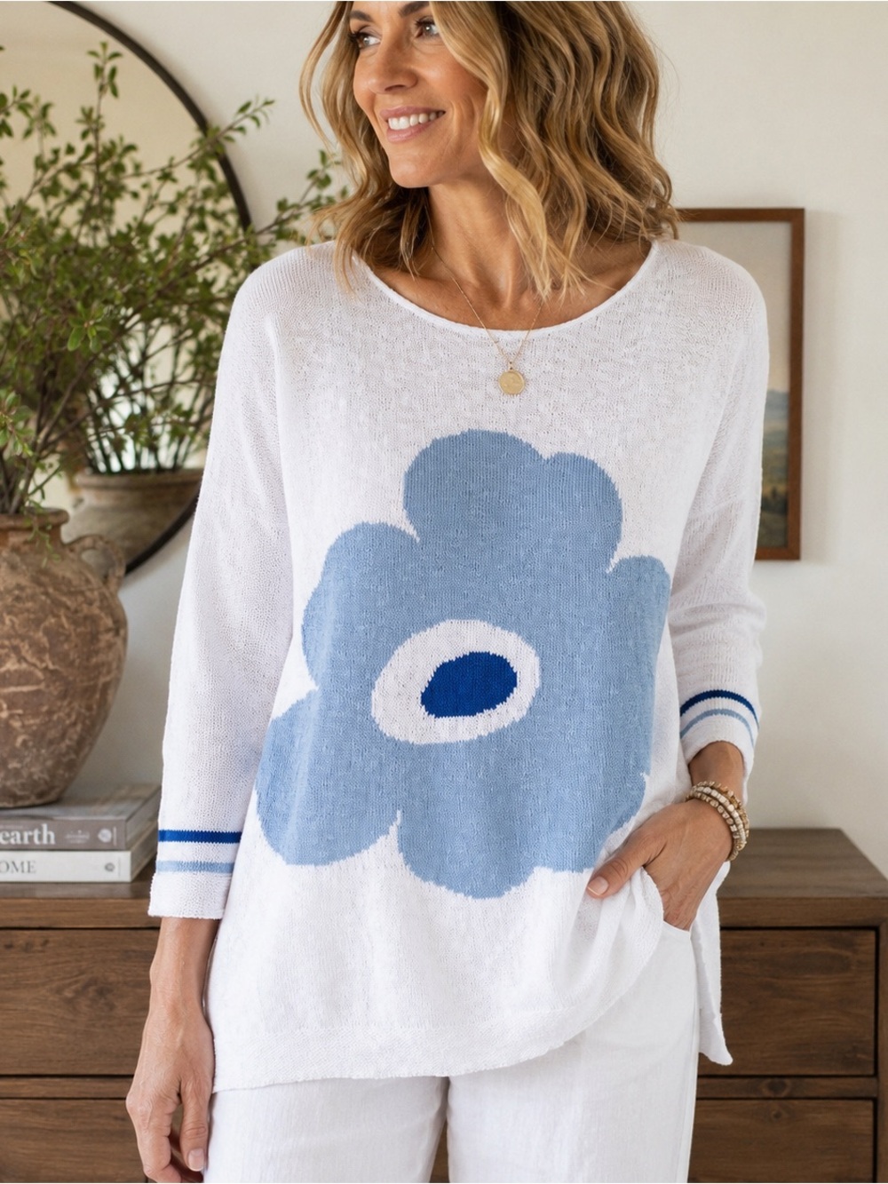 Cotton Country Parkhurst Flower Sweater Made in Canada M